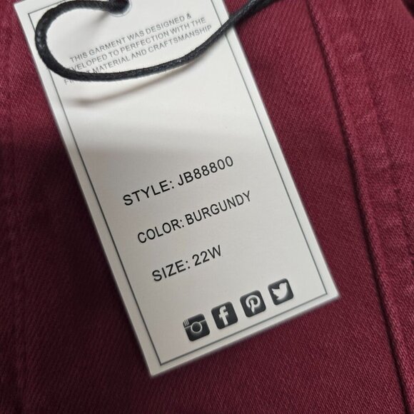 Judy Blue Jeans Womens 22W Burgundy Belfast High Rise Straight NWT Boho - Picture 5 of 15